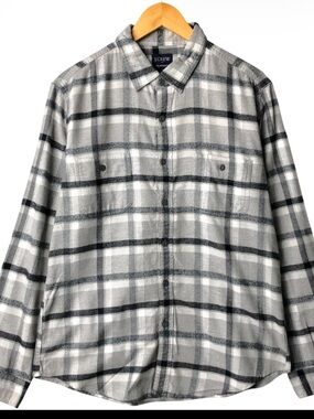 J Crew Gray and Black Plaid Flannel Shirt